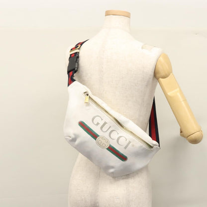 Gucci Logo Belt Leather with Enamel Buckle, White, Leather, Belt