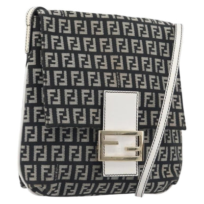 Fendi Vintage Flap Zucchino Canvas, Black, Canvas, Crossbody Bag