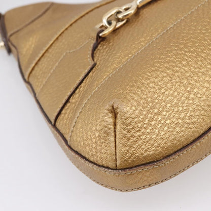 Gucci Shoulder Leather, Gold, Canvas, Shoulder Bag