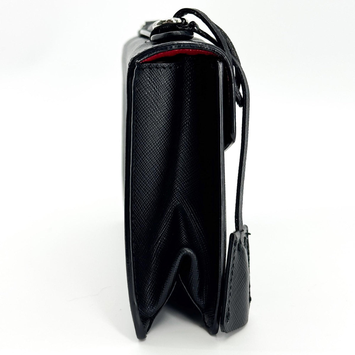 Prada Convertible Sound Vernice Saffiano Leather, Black, Leather, Handbag