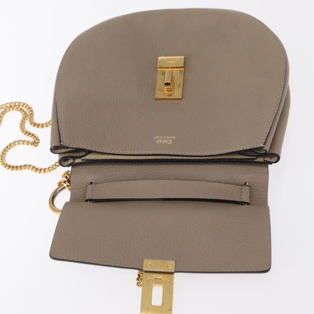 Chloe Drew Crossbody Bag Leather, BEIGE, LEATHER, Shoulder bag