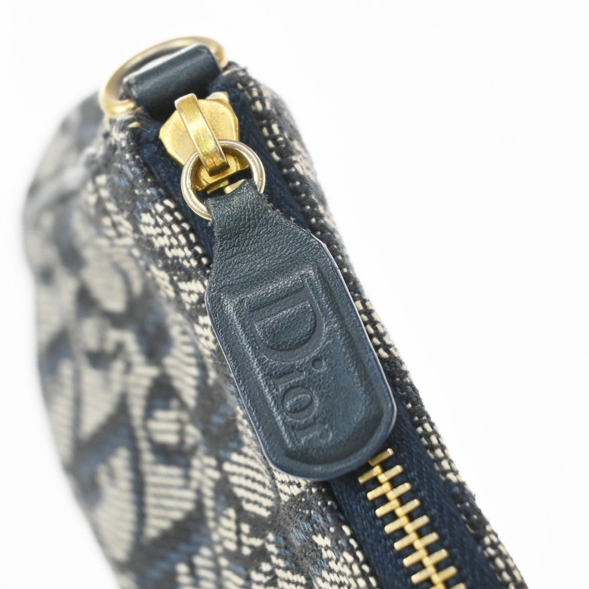 Christian Dior Vintage Saddle Diorissimo Canvas, Navy, Canvas, Handbag