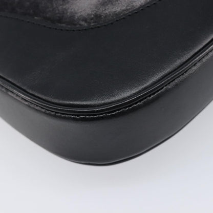 Gucci Vintage Jackie Shoulder Velvet and Leather, Black, Velvet, Handbag