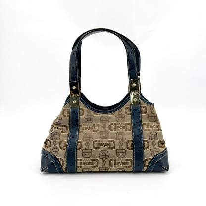 Gucci Horsebit GG Canvas and Leather, Beige, Canvas, Shoulder Bag