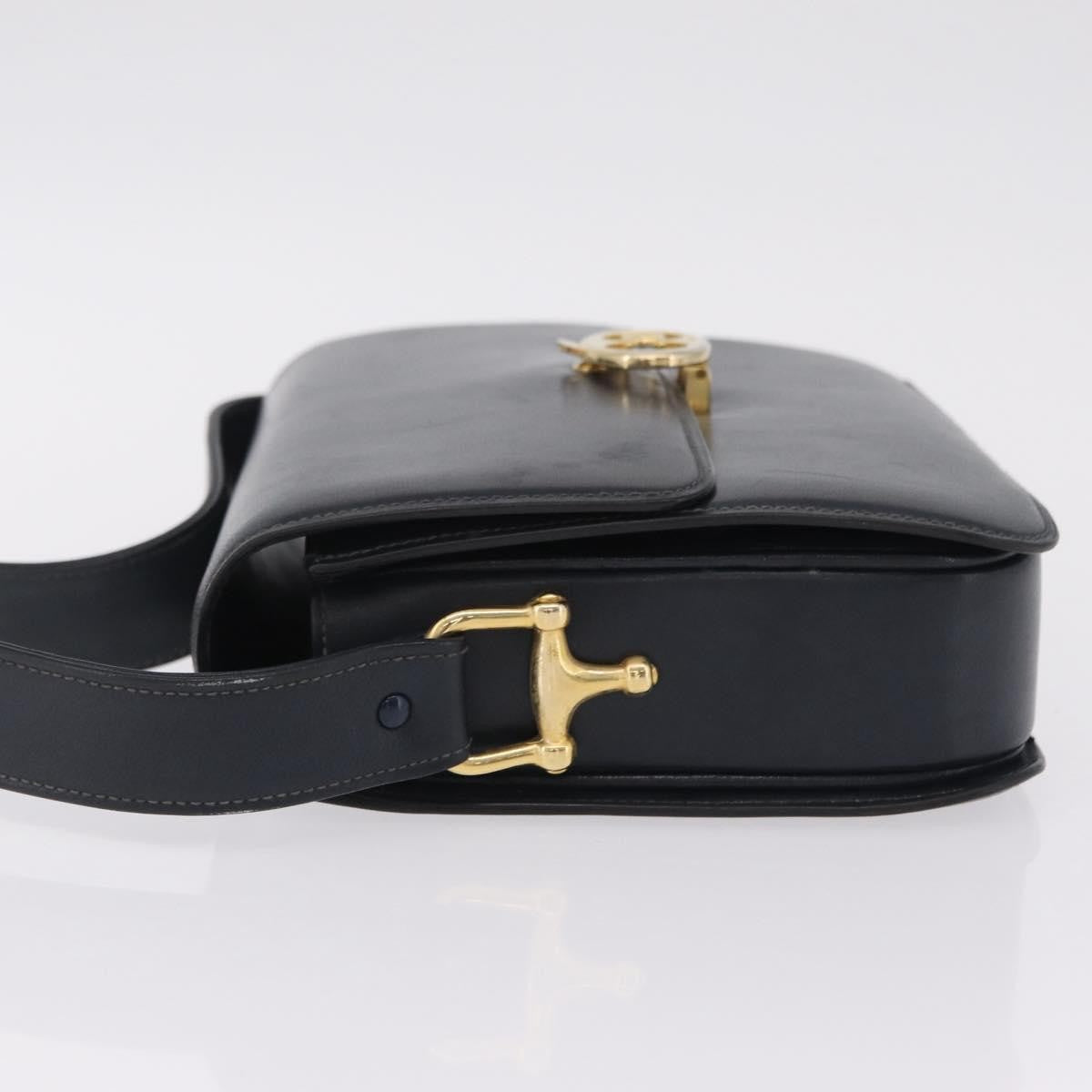 Celine Shoulder Leather, Navy, Leather, Shoulder Bag