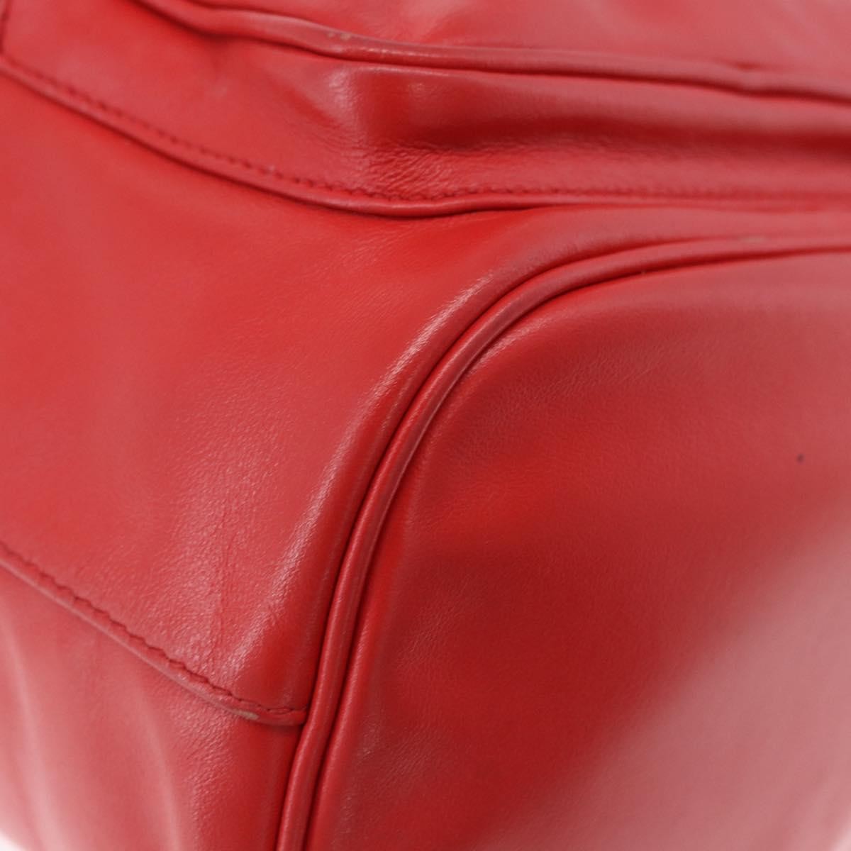 Prada Drawstring Pocket Bucket Soft Calf, Red, Leather, Shoulder Bag