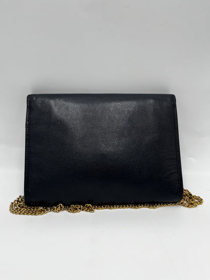 Christian Dior Vintage CD Chain  Shoulder Bag Leather, Black, Leather, Clutch