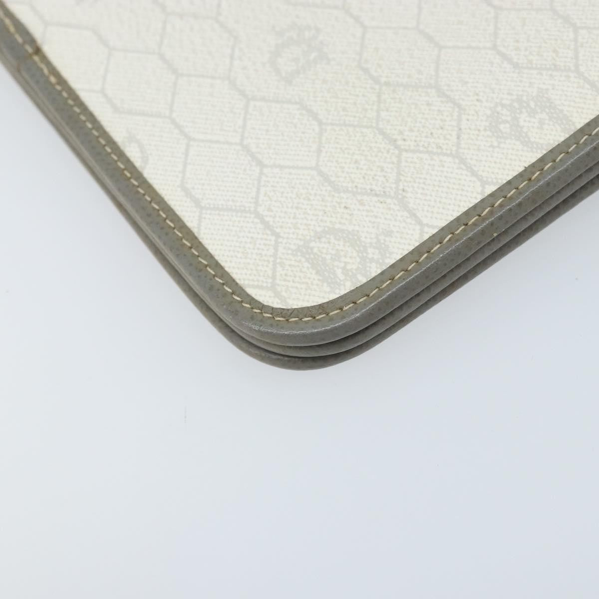 Christian Dior Vintage Honeycomb Zip Coated Canvas, White, Canvas, Clutch