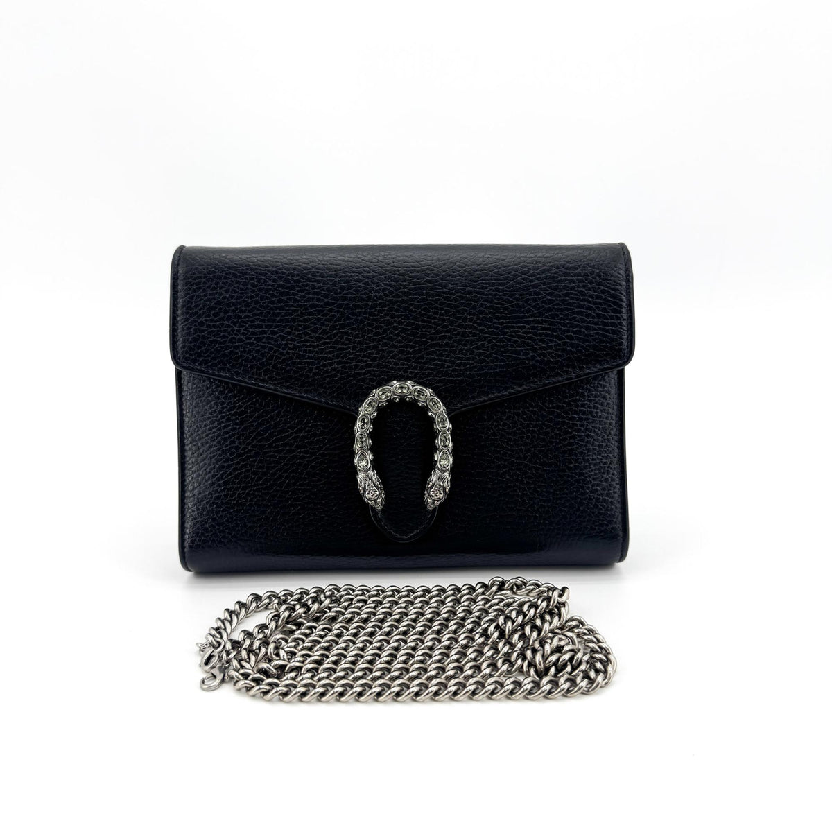 Gucci Dionysus Chain Leather, Black, Leather, Crossbody Bag