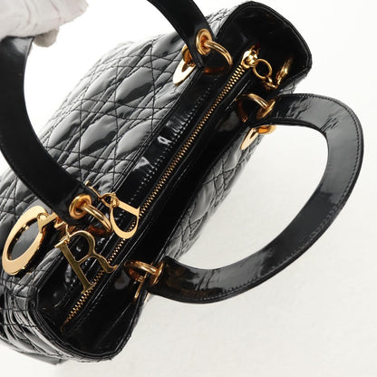 Christian Dior Lady Dior Bag Patent, BLACK, PATENT_LEATHER, Handbag
