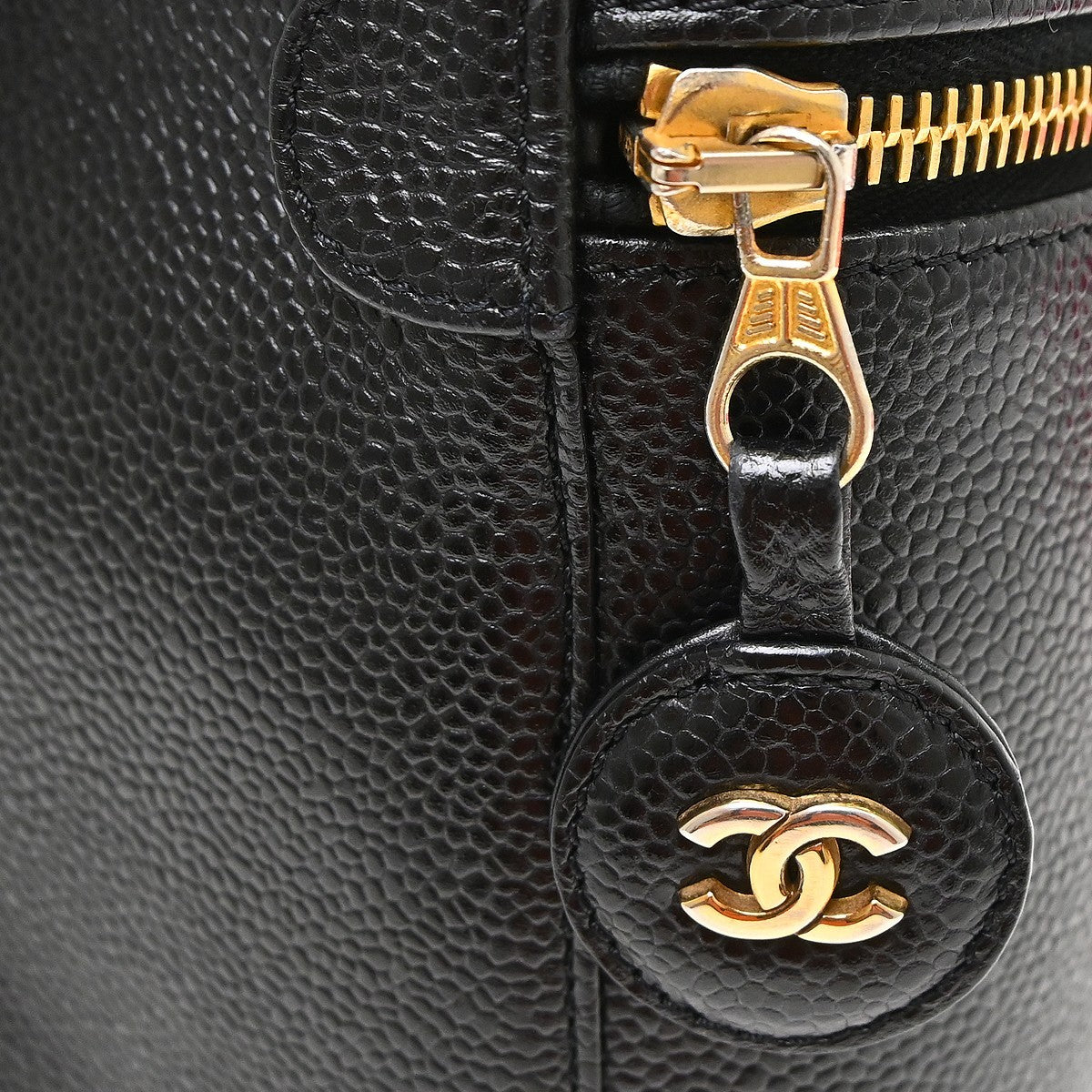 Chanel Vintage Timeless Cosmetic Case Caviar, Black, Leather, Handbag