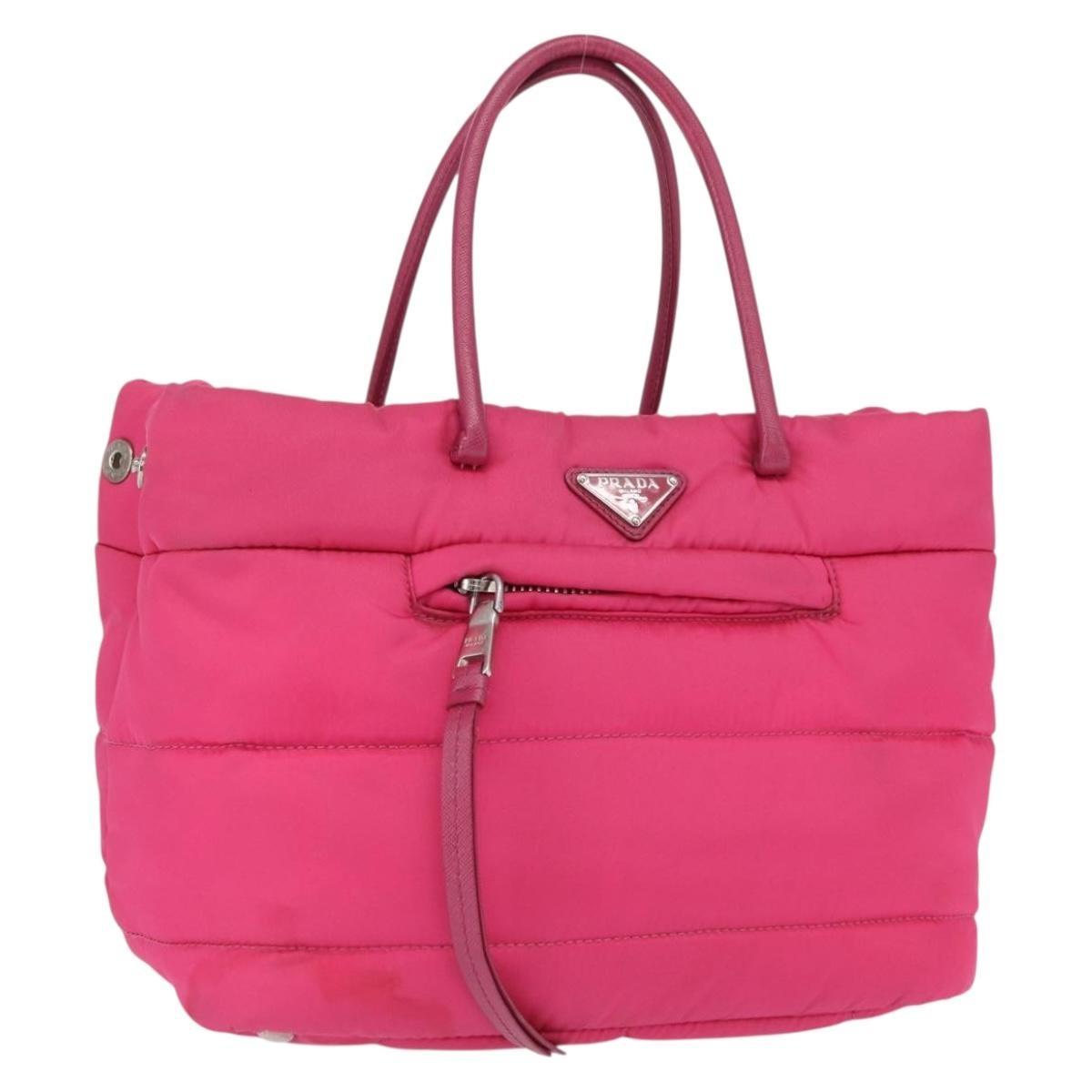 Prada Bomber Tessuto, Pink, Nylon, Tote Bag