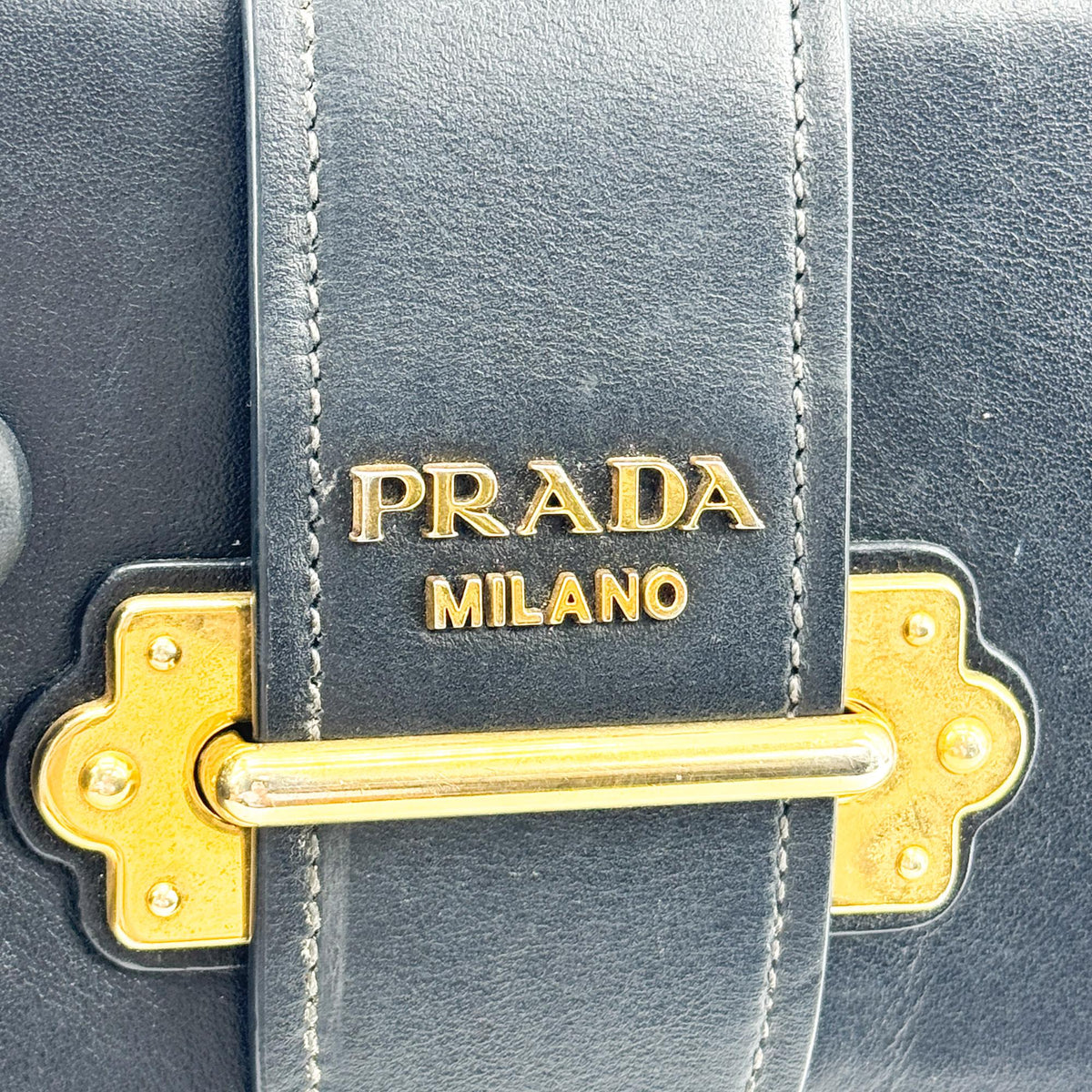 Prada Cahier Calf Hair with Leather, Black, Leather, Crossbody Bag
