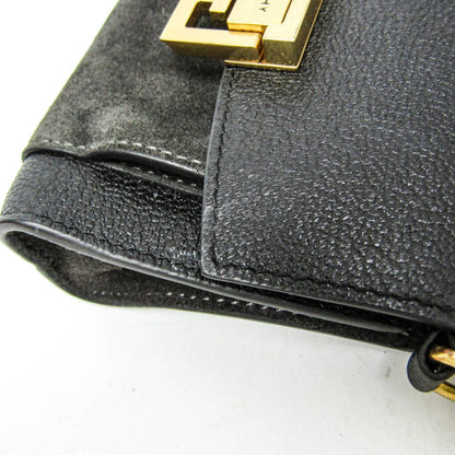 Givenchy GV3 Flap Leather with Suede, Black, Leather, Handbag