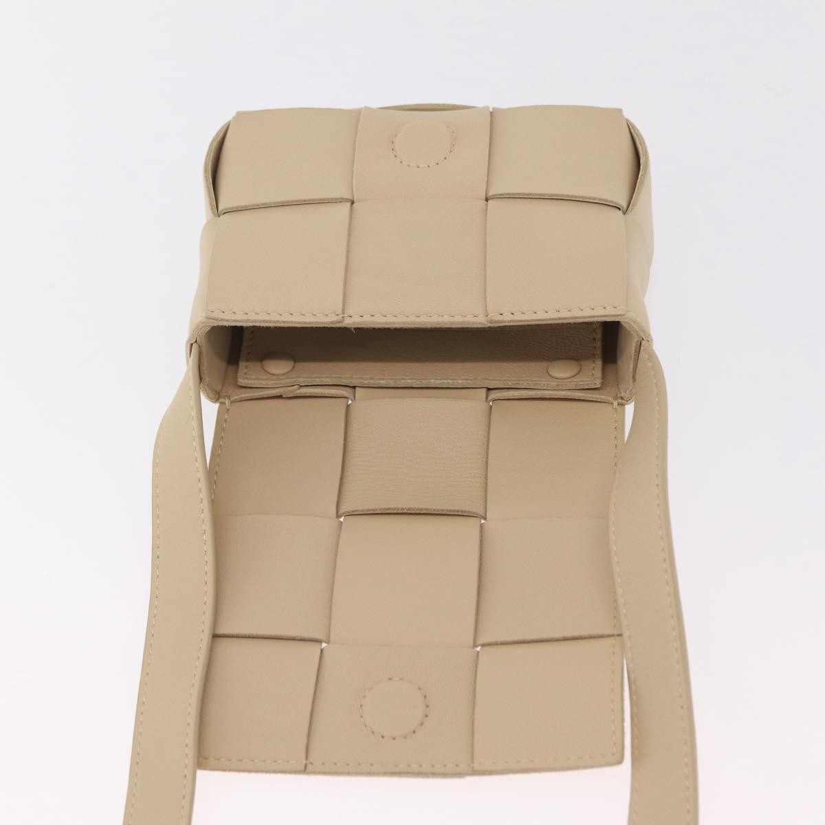 Bottega Veneta Cassette Maxi Intrecciato Leather, Beige, Leather, Crossbody Bag