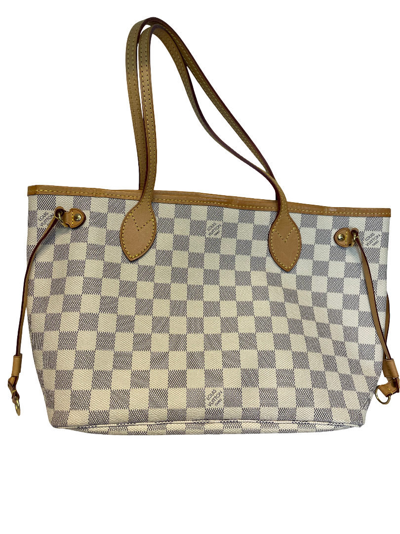 Louis Vuitton Neverfull Tote Damier, WHITE, CANVAS, Tote bag