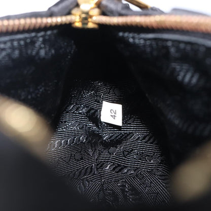 Prada Bow Wristlet Tessuto, Black, Nylon, Clutch