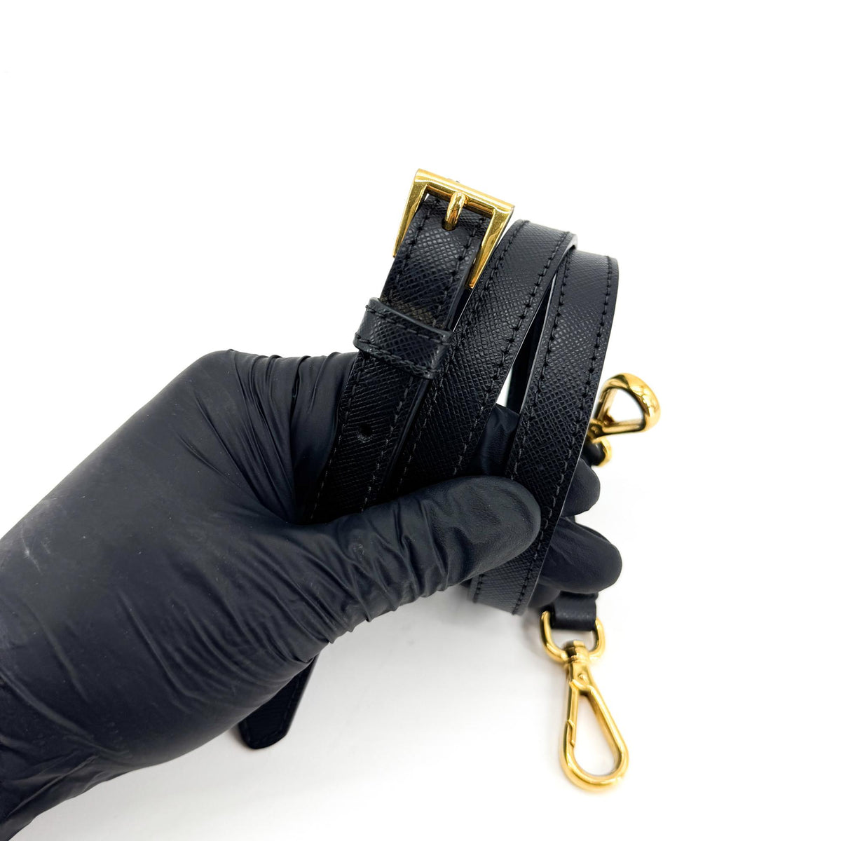 Prada Galleria  Strap Leather, Black, Leather, Handbag
