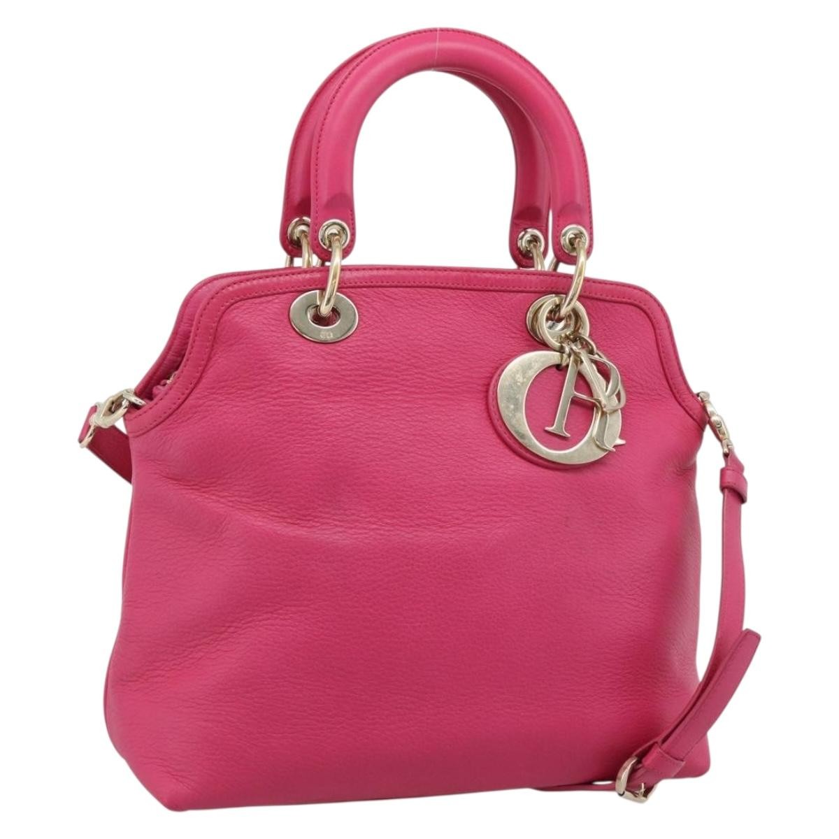 Christian Dior Granville Satchel Leather, Pink, Leather, Handbag