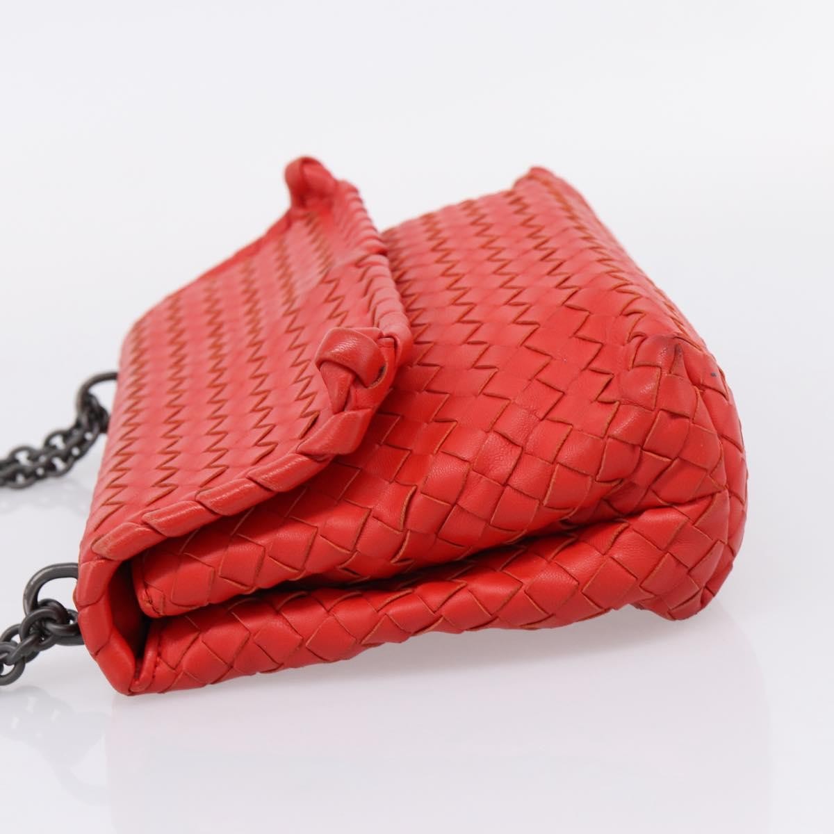 Bottega Veneta Olimpia Intrecciato Nappa, Red, Leather, Shoulder Bag