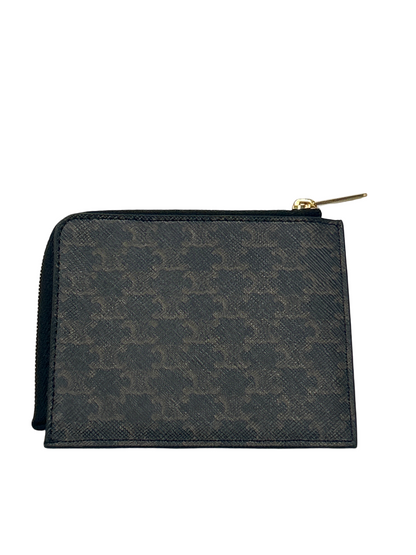 Celine Triomphe Zip Around Wallet Leather, Brown, Leather, Wallet