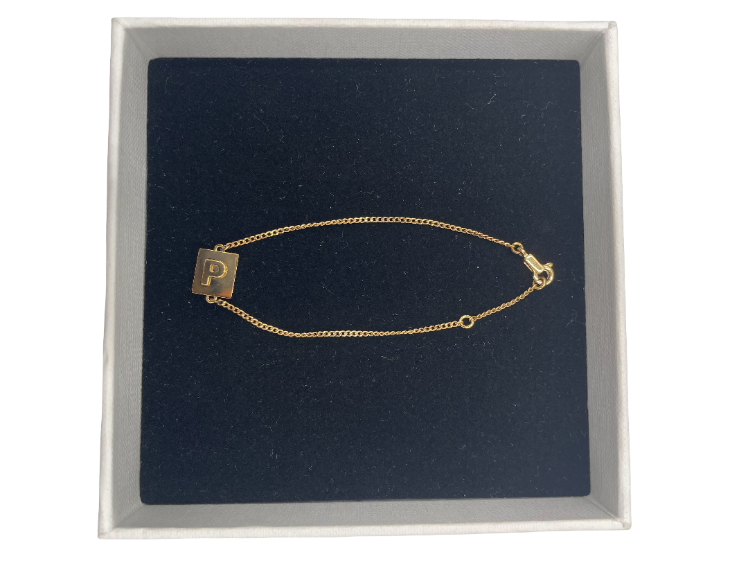 Celine Vintage Triomphe Logo Charms Bracelet Metal with Resin and Crystals, GOLD, PONY_STYLE_CALFSKIN, Bracelet