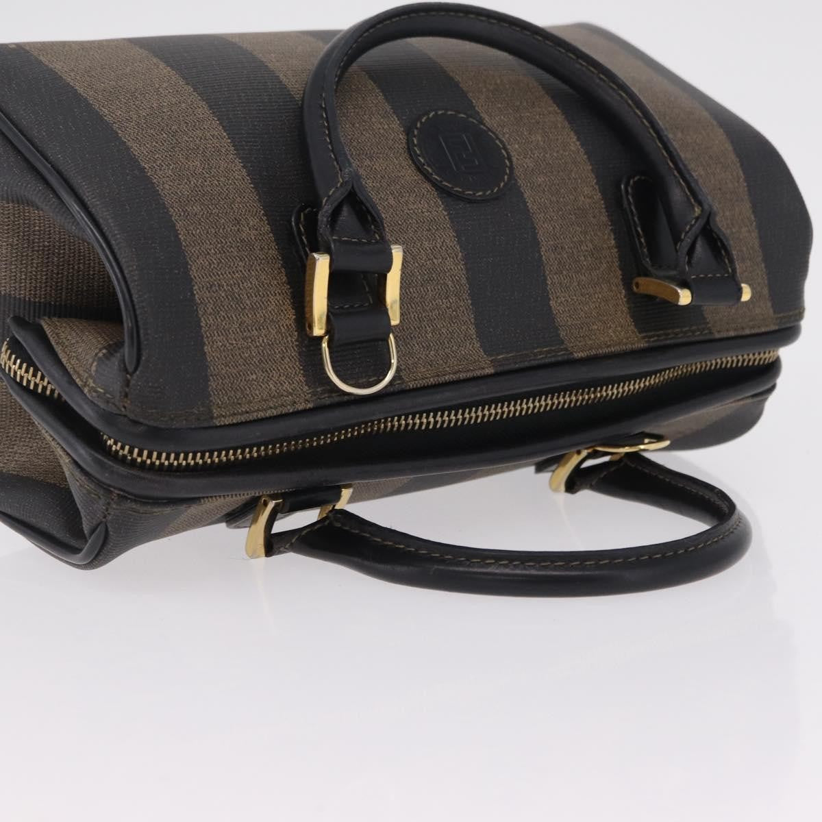 Fendi Vintage Pequin Boston Coated Canvas, Brown, Canvas, Handbag