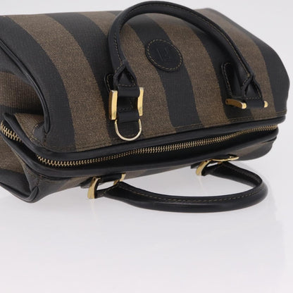 Fendi Vintage Pequin Boston Coated Canvas, Brown, Canvas, Handbag