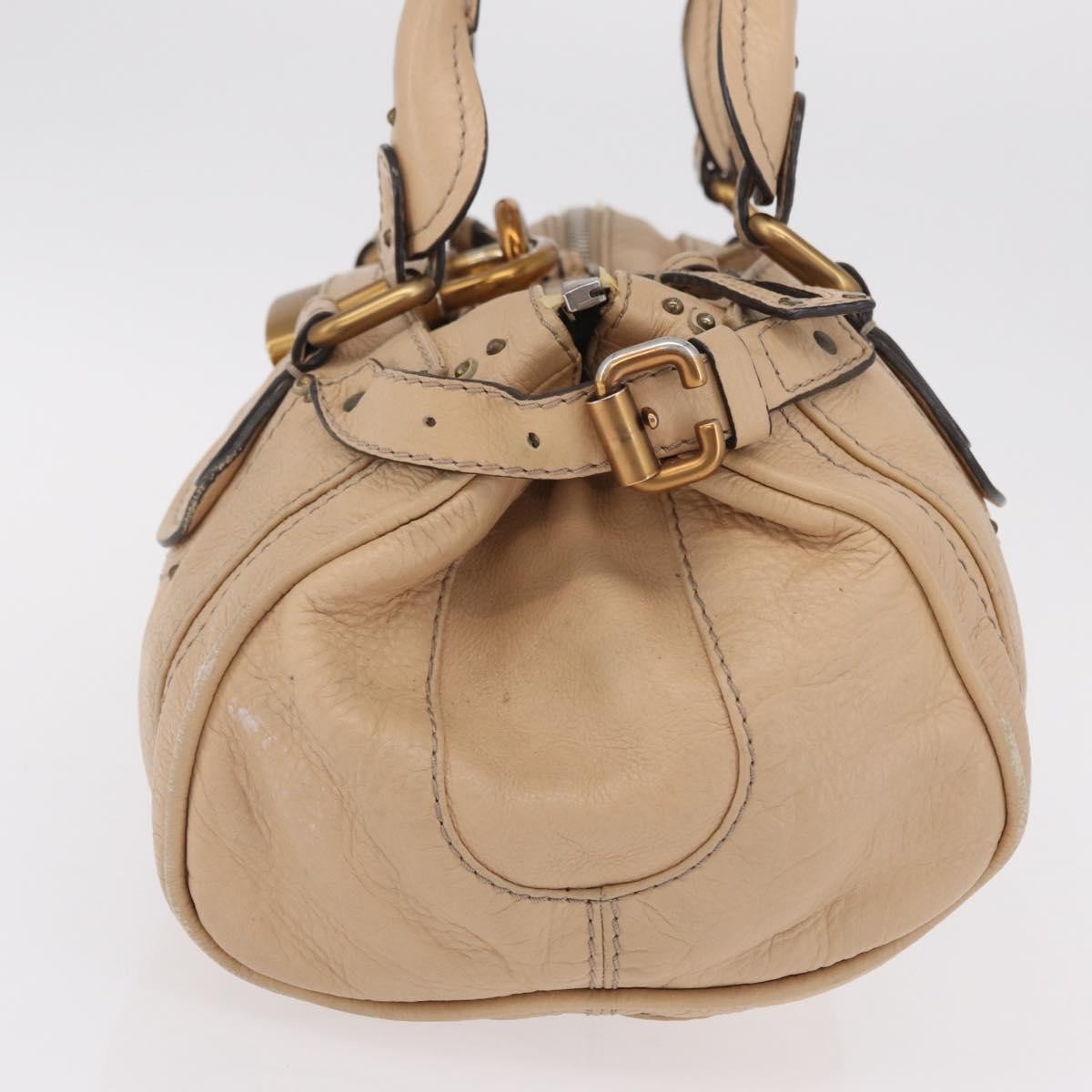 Chloe Paddington Lock Leather, Beige, Leather, Handbag