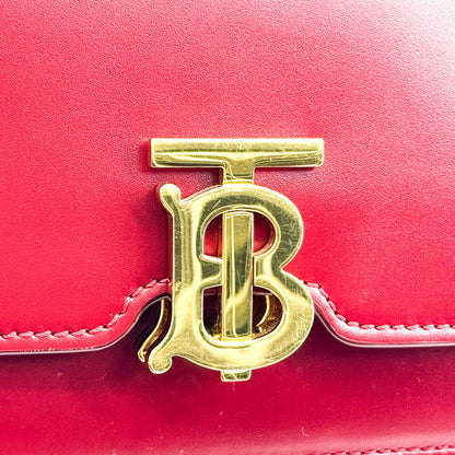 Burberry TB Flap Leather, Red, Leather, Handbag