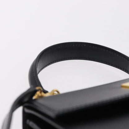 Celine Vintage Logo Top Handle Leather, Black, Leather, Handbag