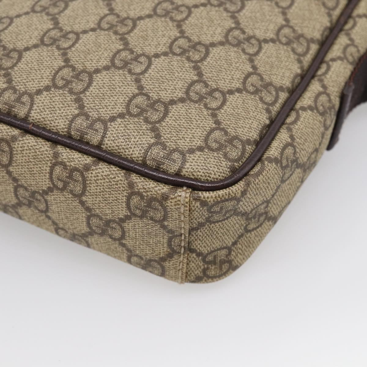Gucci Vintage Front Pocket Flat Messenger GG Canvas and Leather, Beige, Canvas, Shoulder Bag