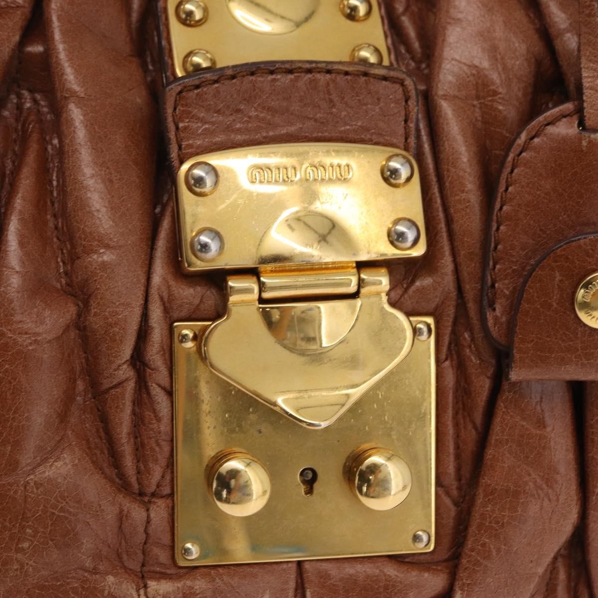 Miu Miu Coffer Satchel Matelasse Leather, Brown, Leather, Handbag