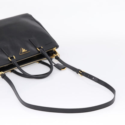 Prada Galleria Double Zip Saffiano Leather, Black, Leather, Tote Bag