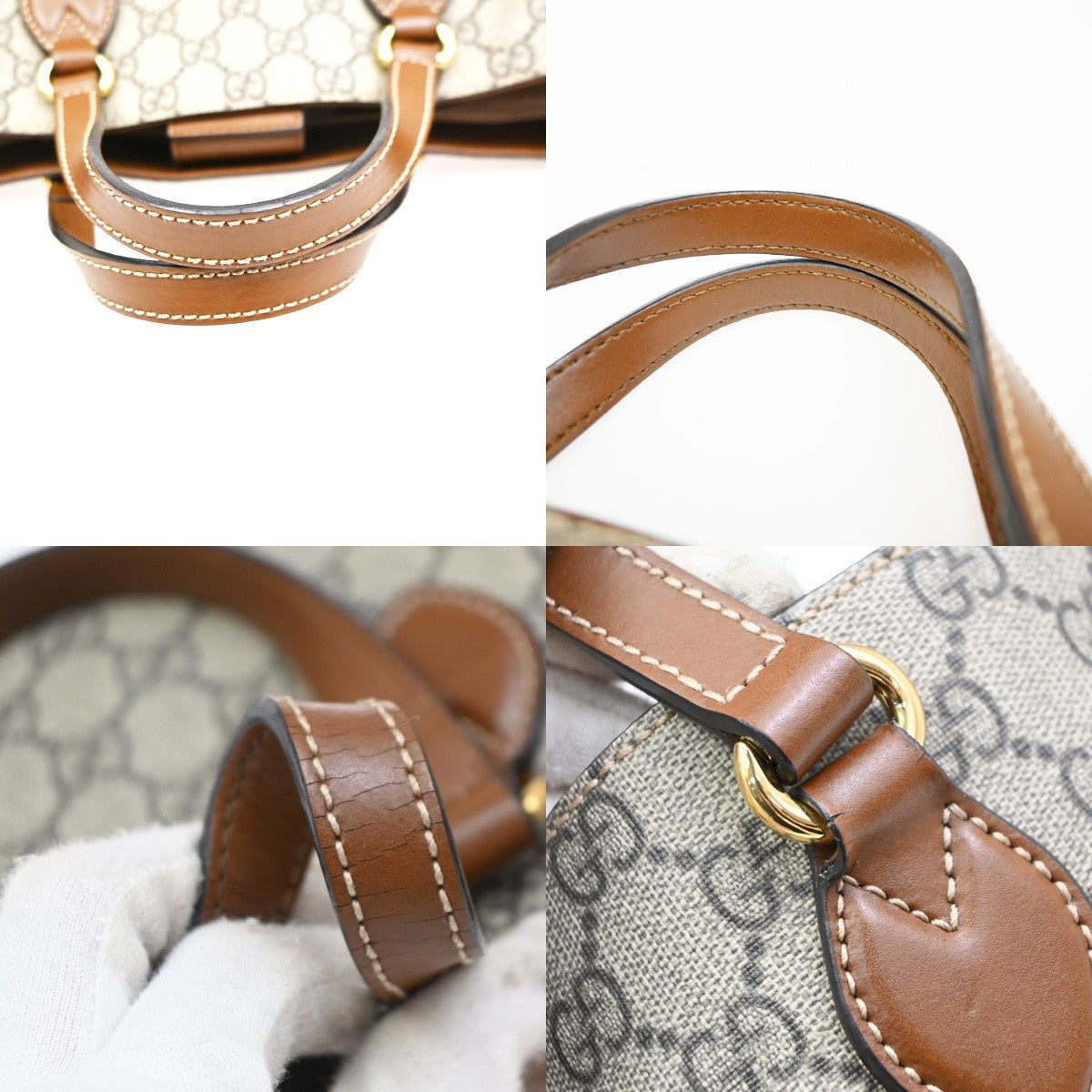 Gucci Convertible Soft GG Coated Canvas with Leather, Brown, Canvas, Tote Bag