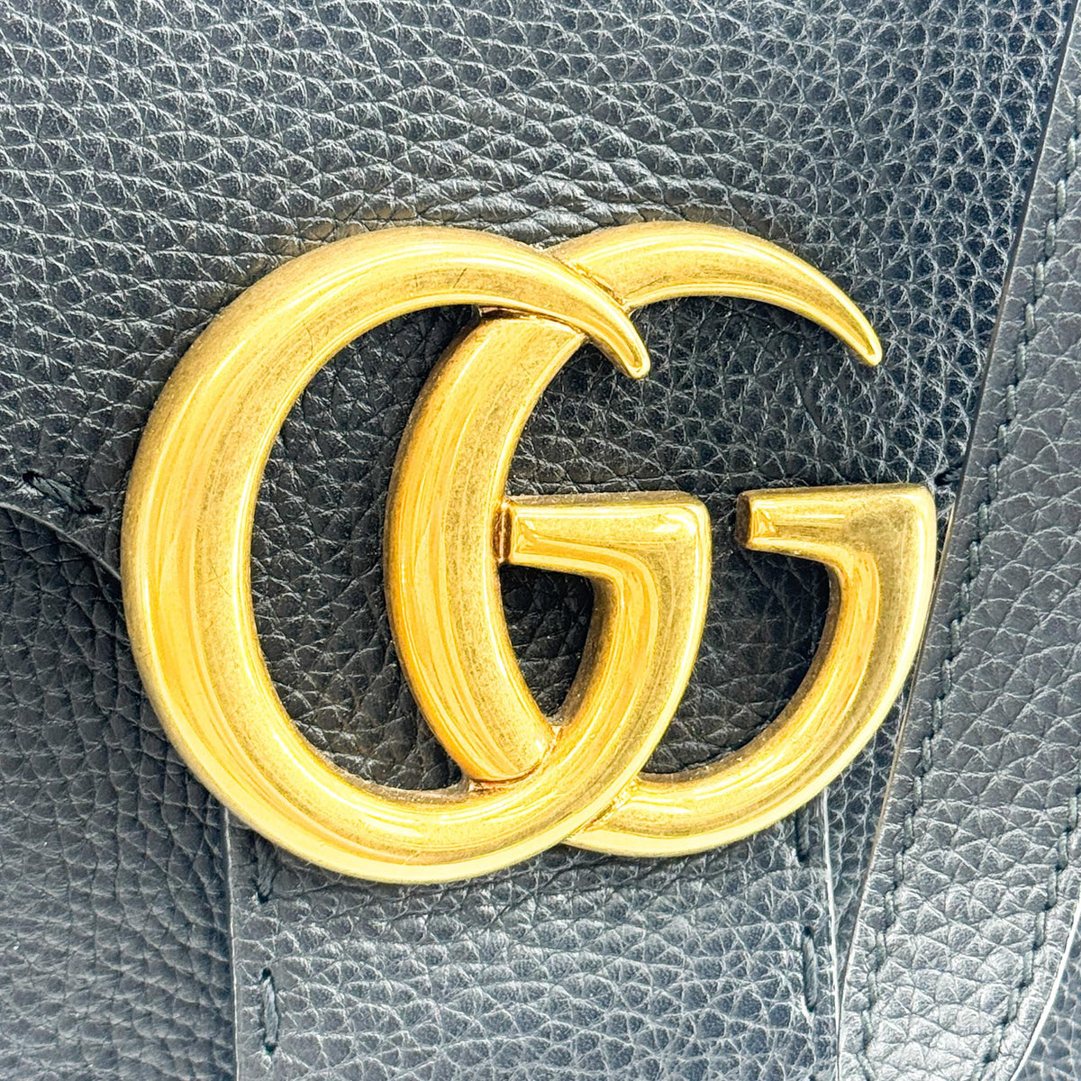 Gucci GG Marmont Top Handle Leather, Black, Leather, Handbag