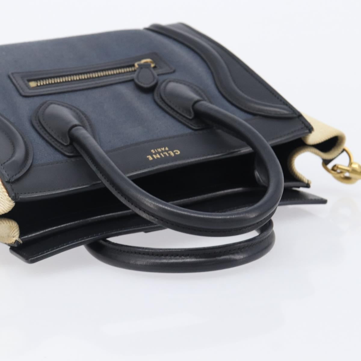 Celine Tricolor Luggage Canvas and Leather, Navy, Canvas, Handbag
