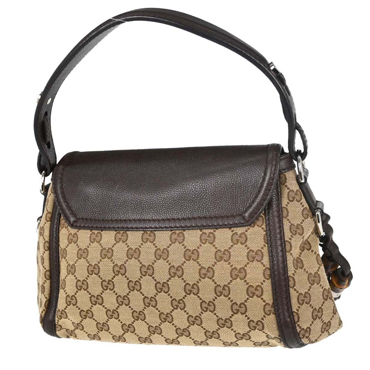 Gucci Techno Horsebit Flap Hobo Leather, Beige, Canvas, Shoulder Bag