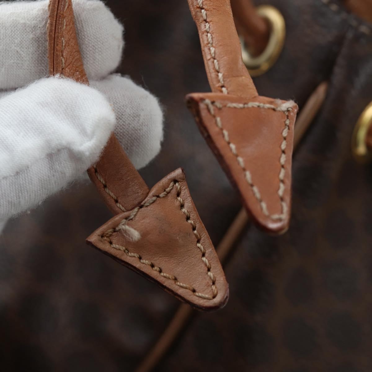 Celine Vintage Macadam Canvas, Brown, Canvas, Backpack