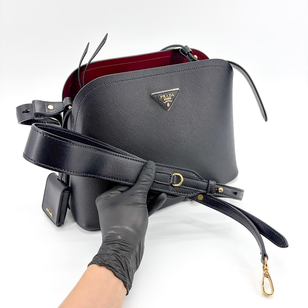 Prada Matinee Saffiano Leather, Black, Leather, Handbag