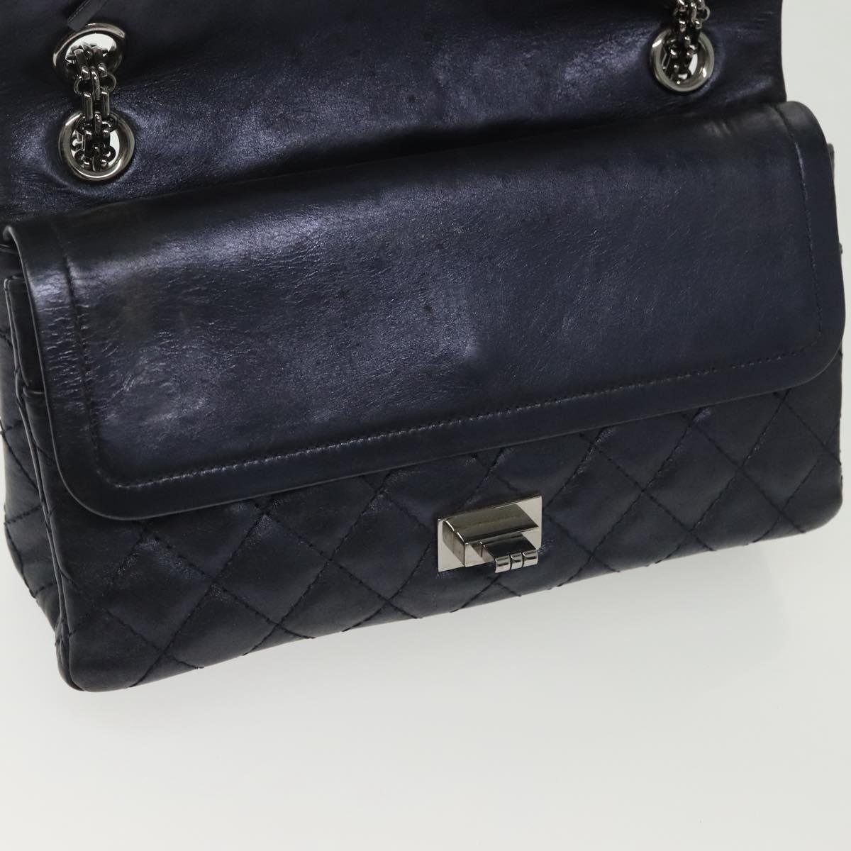 Chanel Hybrid Reissue Double Flap Bag Quilted Lambskin, NAVY, LEATHER, Shoulder bag