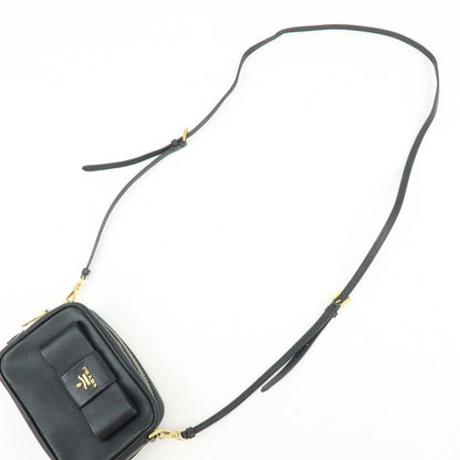 Prada Bow Camera Saffiano Leather, Black, Leather, Crossbody Bag