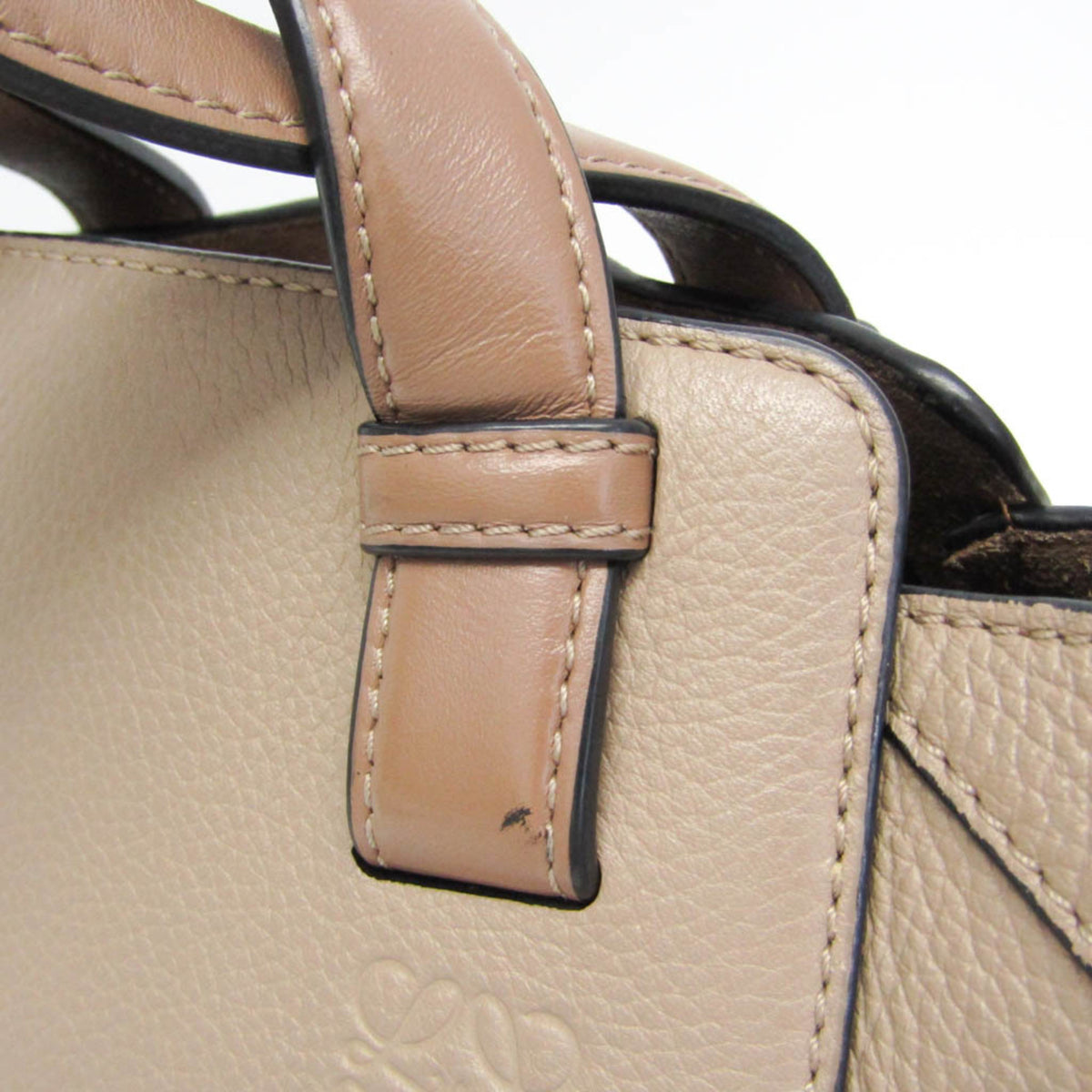 Loewe Hammock Nugget Leather, Beige, Leather, Handbag
