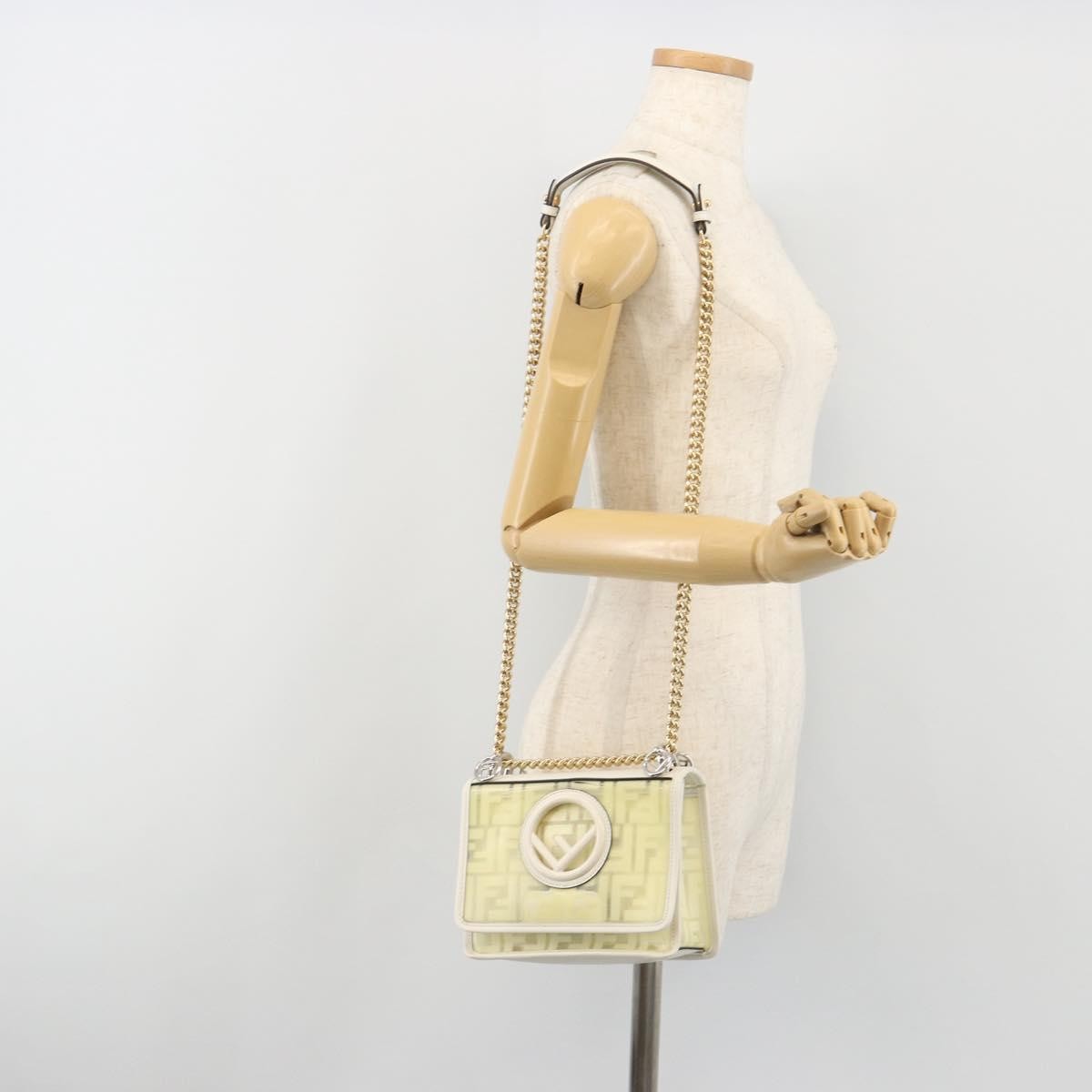 Fendi Kan I F Zucca PU, Clear, Canvas, Shoulder Bag
