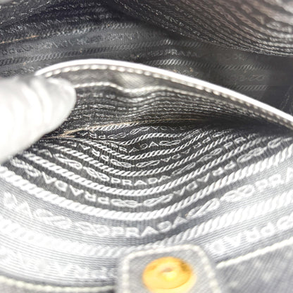 Prada Galleria  Strap Leather, Black, Leather, Handbag
