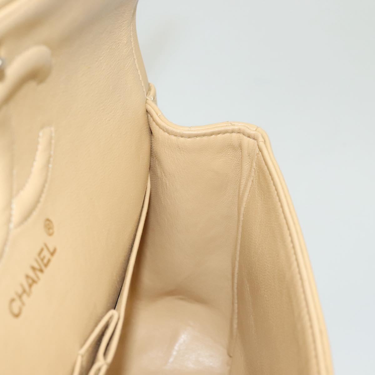 Chanel Vintage Classic Double Flap Bag Quilted Lambskin, BEIGE, LEATHER, Shoulder bag