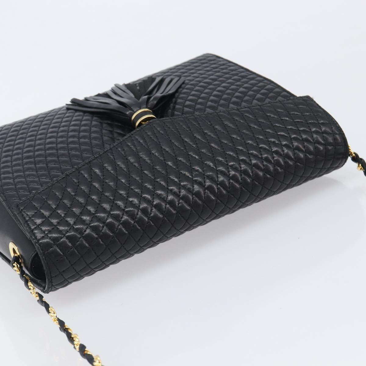 Bally Vintage Chain Quilted Leather, Black, Leather, Shoulder Bag