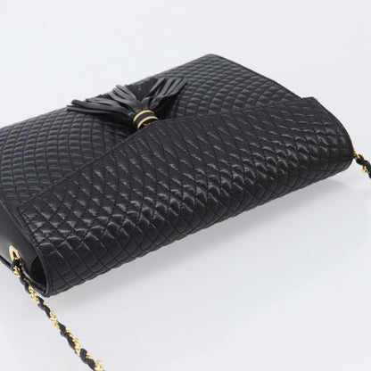 Bally Vintage Chain Quilted Leather, Black, Leather, Shoulder Bag