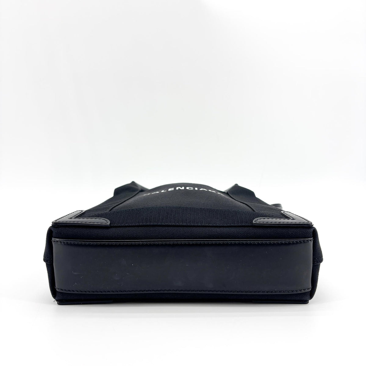 Balenciaga Navy Cabas Canvas with Leather, Black, Canvas, Tote Bag