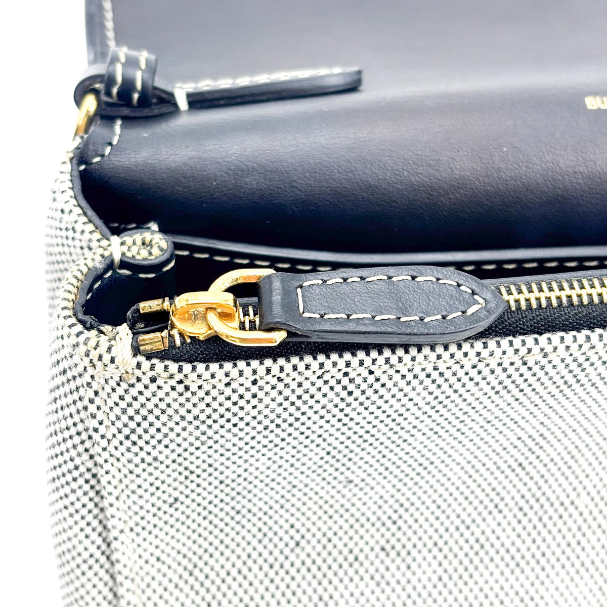 Burberry Note Canvas with Leather, Black, Canvas, Crossbody Bag